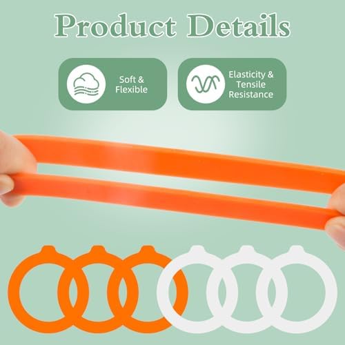 6PCS Silicone Jar Gaskets 375 White Orange Airtight Leakproof Seals