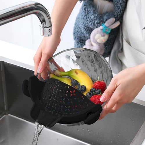 RIGORIZE Clip On Strainer Silicone for Pots and Pans