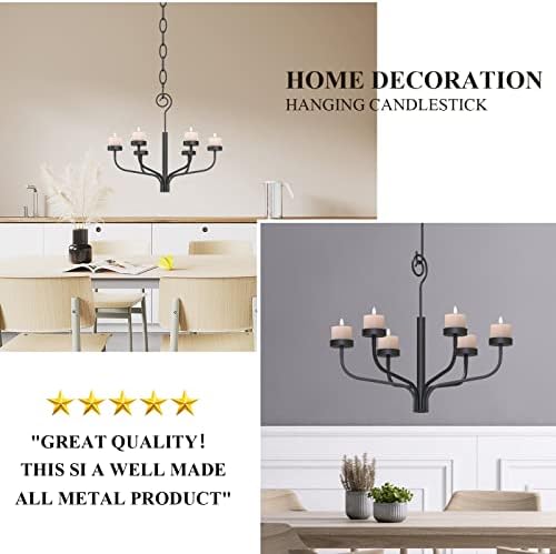 smtyle Halloween Tea LED Light Black Chandelier Candle Holder Set of 6