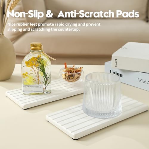 2pcs Water Absorbing Stone Drying Tray Mat For Sink Organizer