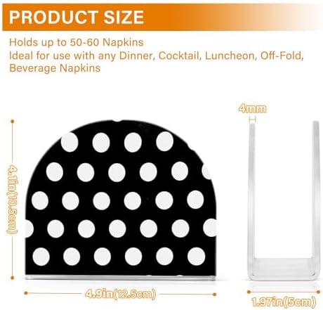 Caikeny Napkin Holder Black White Polka Dot Acrylic