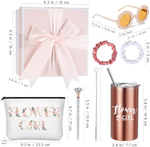 Sieral 9 Pcs Flower Girl Gift Set Pink Retro