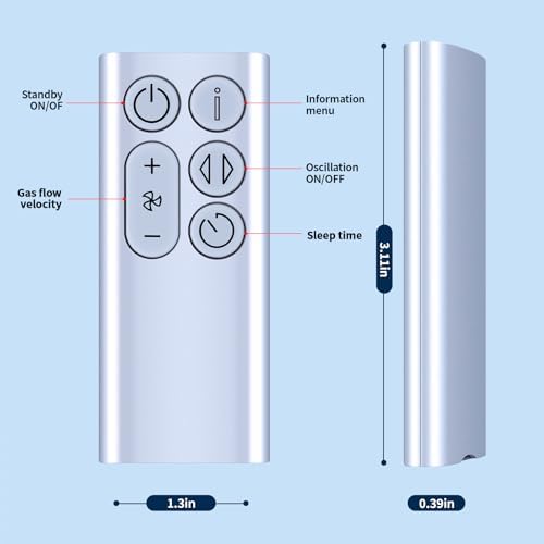 New Replacement Remote Control for Dyson BP01 Cool Fan Air Purifier Silver