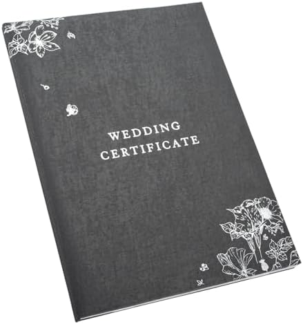 Happy Homewares Graphite Black Satin Wedding Certificate Holder with Silver Foil Flowers