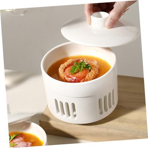 Small Ceramic Stew Pot Lid Soup Bowl for Cooking and Steaming
