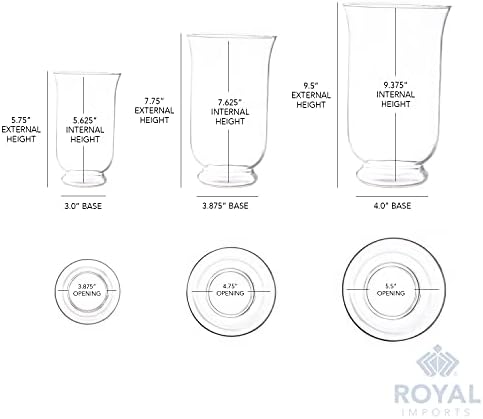 Royal Imports 3 Pc Clear Glass Hurricane Candle Holder Set