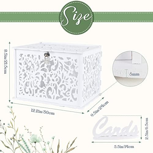 OurWarm White Wedding Card Box with Lock