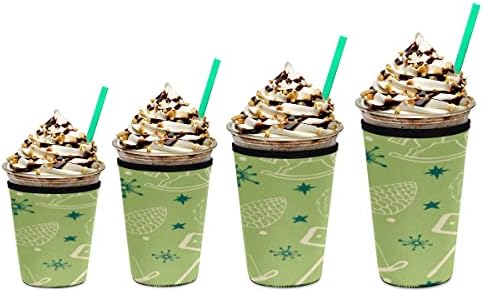 Candle Christmas Tree Iced Coffee Sleeve 26-28 Oz Reusable