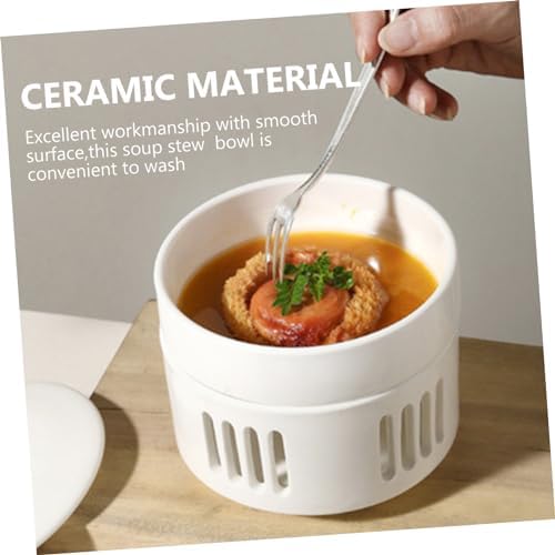 Small Ceramic Stew Pot Lid Soup Bowl for Cooking and Steaming