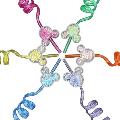 24Pcs Glitter Mouse Straws for Party Favors