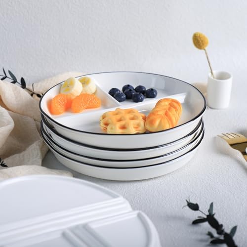 Bicuzat 8 Inch Ceramic Dinosaur Portion Control Plate