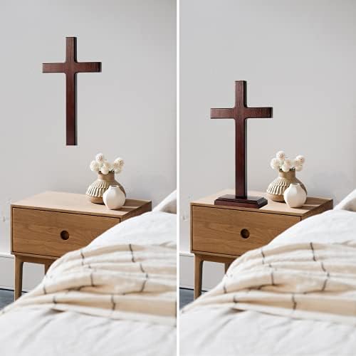 KUXBET Wooden Wall Cross with Stand 125 Inch