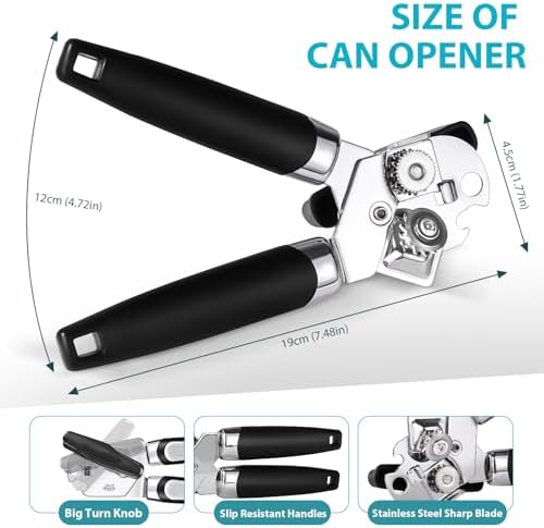 Lychico 3-in-1 Can Opener Stainless Steel Handheld Black