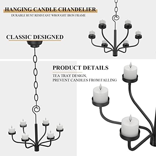 smtyle Halloween Tea LED Light Black Chandelier Candle Holder Set of 6