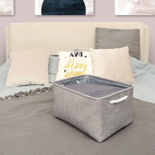 TheWarmHome Storage Bins for Shelves - Grey Small Baskets