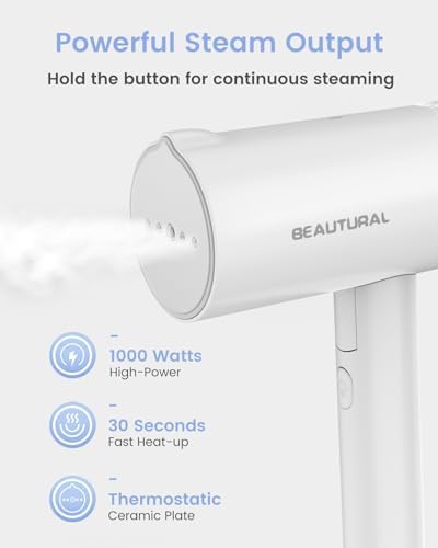 BEAUTURAL Portable Garment Steamer Foldable and Handheld