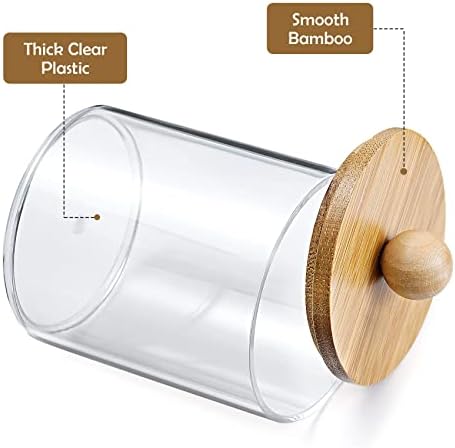 4 Pack Q Tip Holder Dispenser with Bamboo Lids