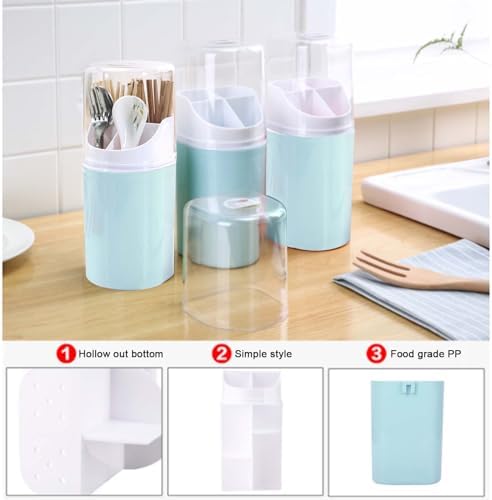 OUKENS 4 Grids Flatware Organizer With Clear Lid
