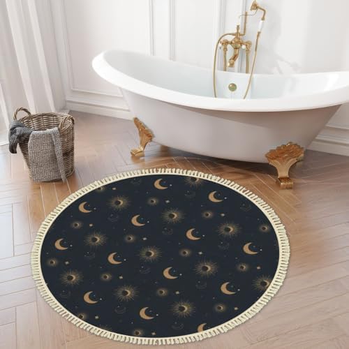 Bohemian 4x4 Round Tassel Carpet Rug for Living Room Playroom