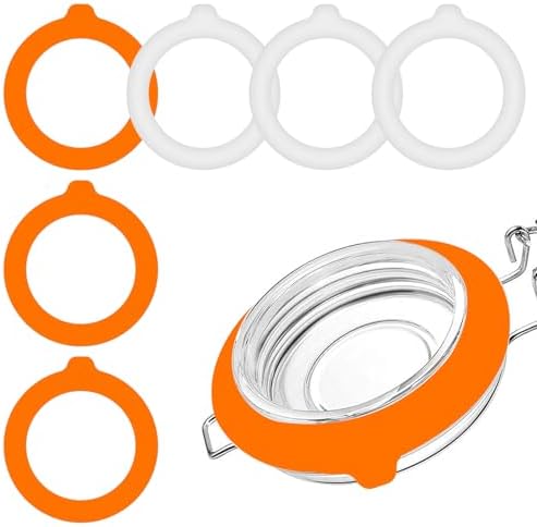 6PCS Silicone Jar Gaskets 375 White Orange Airtight Leakproof Seals