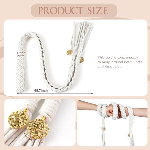 ESNOY Wedding Lasso Rope with Pendants Traditional Celtic Style White