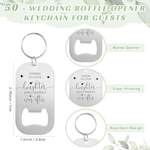 50 Sets Wedding Favors Bottle Opener Keychain Set
