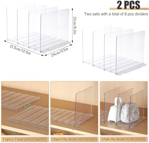 Fangoo 8 Layer Adjustable Purse Organizer for Closet Shelf Divider