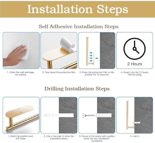 Self Adhesive Gold Paper Towel Holder for Kitchen Wall and Cabinet