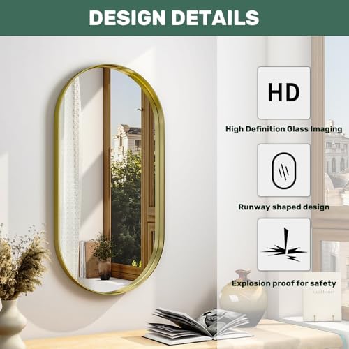 WISSMIELS 22x38 Oval Wall Mounted Bathroom Mirror