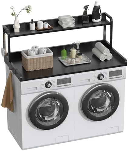 CBBPET 2-Tier Laundry Countertop with 9 Non-Slip Pads and 3 Hooks