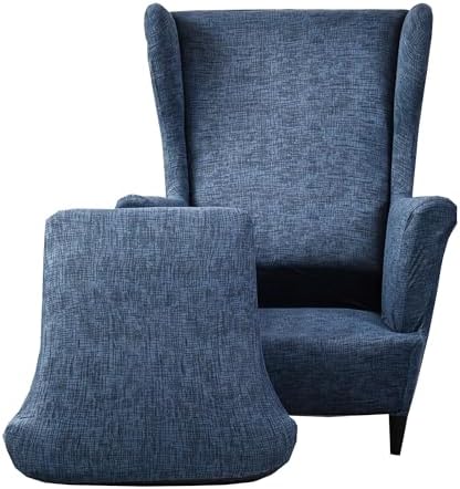 CRFATOP 2 Piece Wingback Chair Slipcovers with Elastic Bottom