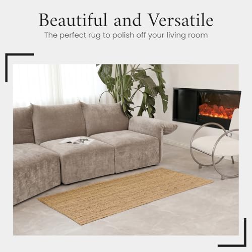 SpoiledHome Jute Rug 2x6 Natural Runner with Non-Slip Backing