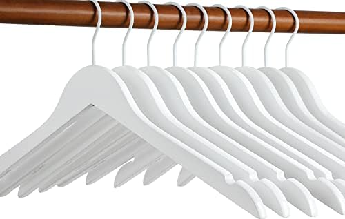 TOPIA HANGER 10 Pack Premium White Wooden Hangers