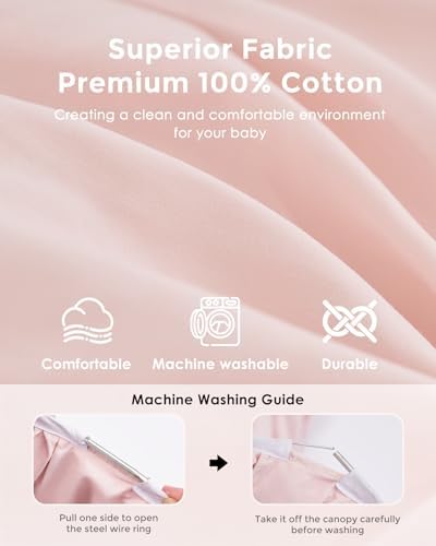Little Dove Bed Canopy with Star Lights Double Layer Machine Washable 256x106 Pink