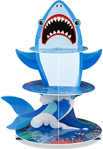 Zopeal 3 Tier Shark Cupcake Stand Ocean Theme Decor