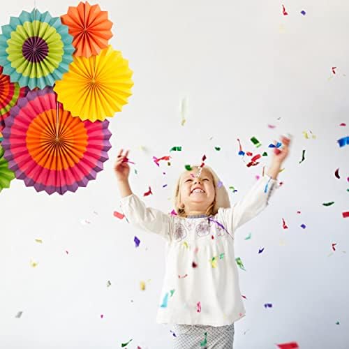 SUNBEAUTY Set of 6 Hanging Paper Fans for Birthday Parties