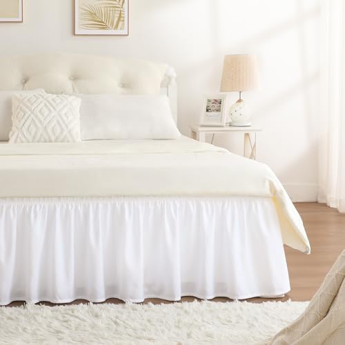 RIMELA White Bed Skirt Queen Size 15 Inch Drop