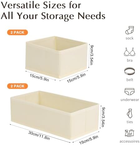 DIMJ Drawer Organizers Set of 4 for Clothing and Storage
