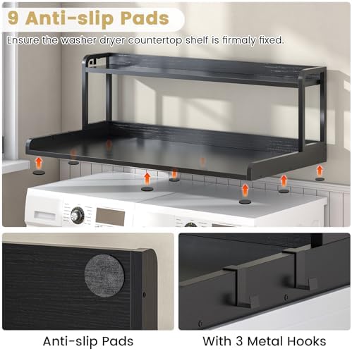 CBBPET 2-Tier Laundry Countertop with 9 Non-Slip Pads and 3 Hooks