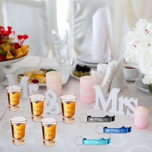 200 Pcs Wedding Favors Set with Shot Glasses and Bottle Openers