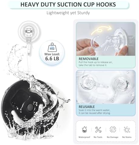 VISV Suction Cup Hooks 2 Pcs Clear Heavy Duty Removable Reusable