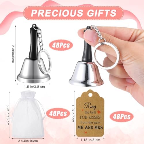 Lounsweer 144 Pcs Silver Wedding Kissing Bells Set