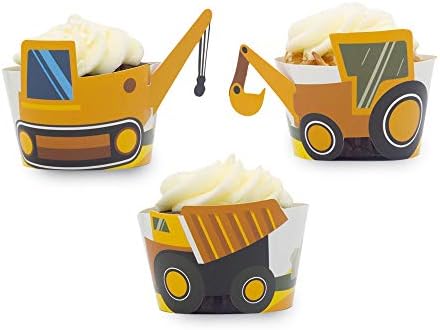 Pop Fizz Designs Construction Birthday Cupcake Wrappers Set of 24