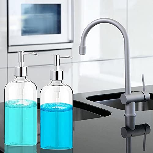 Elegant Clear Soap Dispenser with Rust Proof Pump 2 Pack