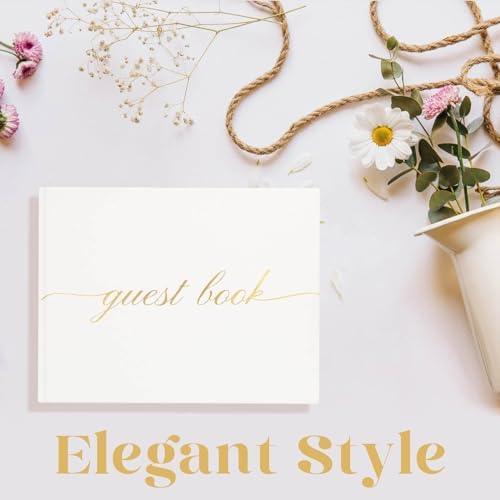 Elegant Wedding Guest Book with 110 Lined Pages - Hardcover White