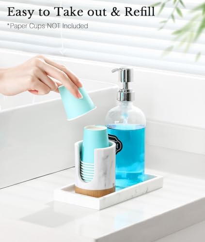 Luxspire Bathroom Cup Dispenser Marble Resin Holder