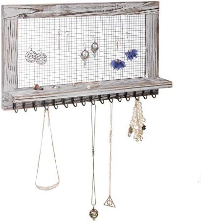 Canwedance Rustic Wood Jewelry Organizer