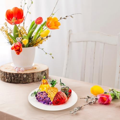 ZEAYEA 6 Pcs Crystal Glass Fruit Decor Set