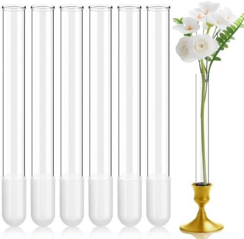 Ninehaoou 6 Pack 79 Inch Glass Bud Vase Taper Candle Holder