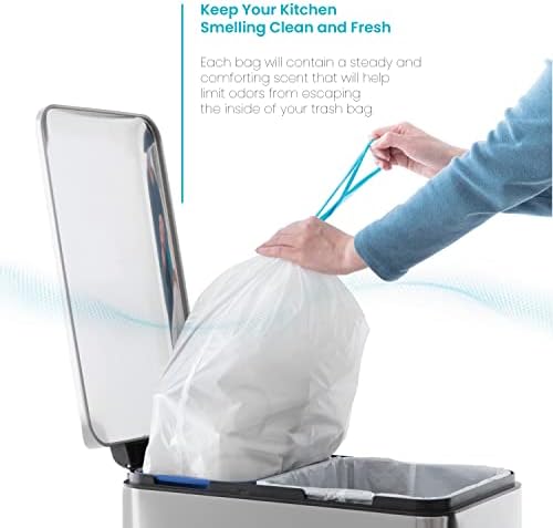 Home Zone Living 53 Gallon Trash Bags with Drawstring Handles 60 Count